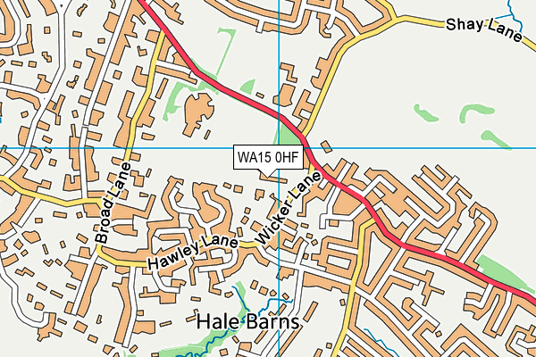 WA15 0HF map - OS VectorMap District (Ordnance Survey)
