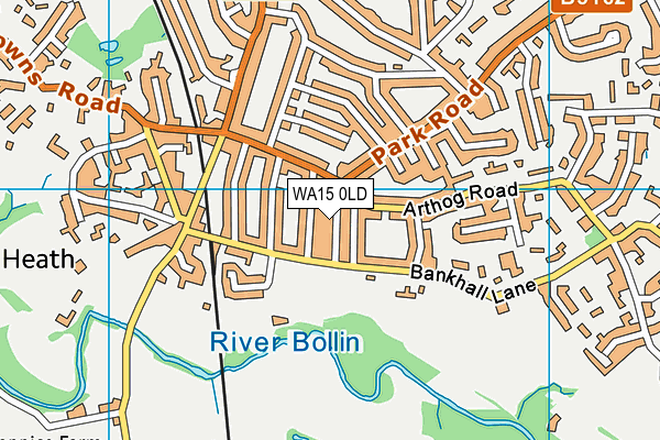 WA15 0LD map - OS VectorMap District (Ordnance Survey)