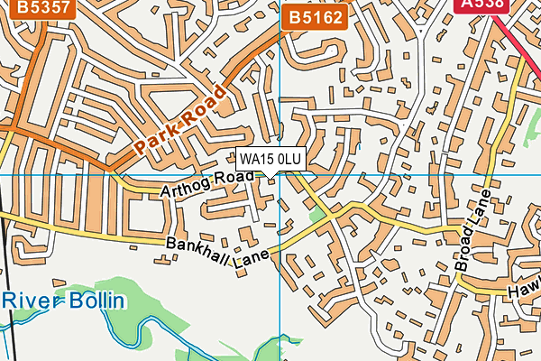 WA15 0LU map - OS VectorMap District (Ordnance Survey) WA15 0LU map - OS VectorMap District (Ordnance Survey)