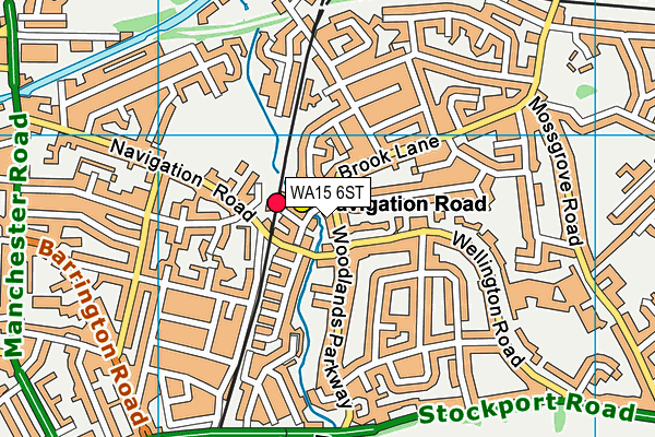 WA15 6ST map - OS VectorMap District (Ordnance Survey)
