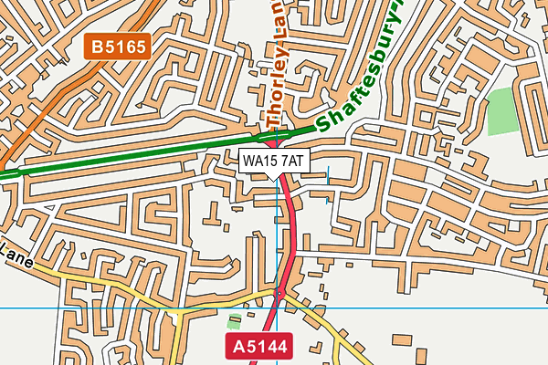 WA15 7AT map - OS VectorMap District (Ordnance Survey)