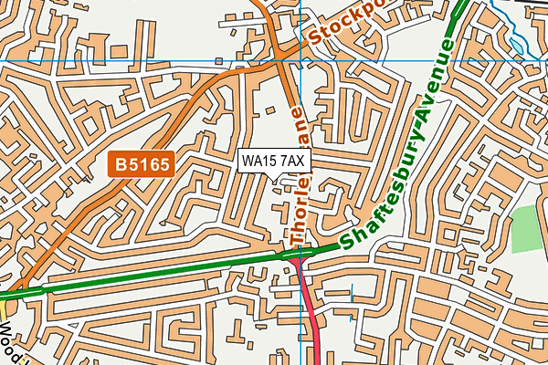 WA15 7AX map - OS VectorMap District (Ordnance Survey)