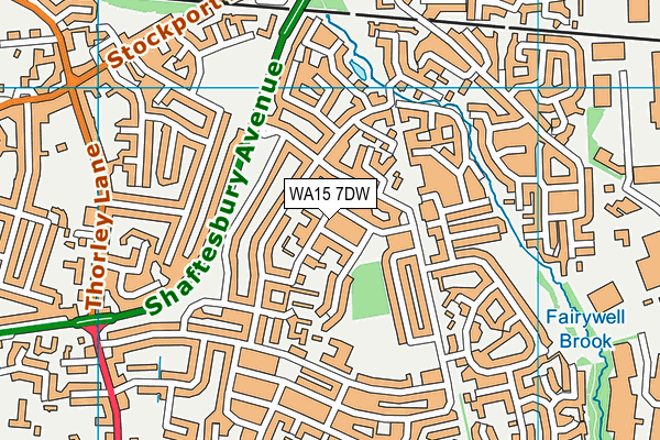 WA15 7DW map - OS VectorMap District (Ordnance Survey)