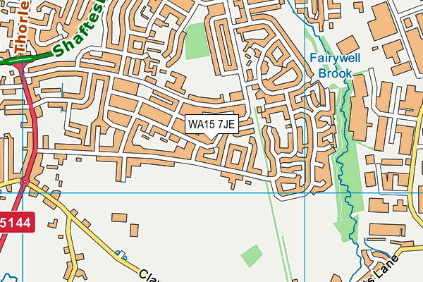 WA15 7JE map - OS VectorMap District (Ordnance Survey) WA15 7JE map - OS VectorMap District (Ordnance Survey)
