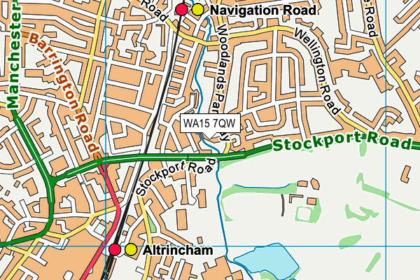 WA15 7QW map - OS VectorMap District (Ordnance Survey) WA15 7QW map - OS VectorMap District (Ordnance Survey)