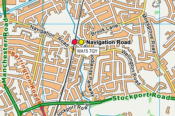 WA15 7QY map - OS VectorMap District (Ordnance Survey) WA15 7QY map - OS VectorMap District (Ordnance Survey)