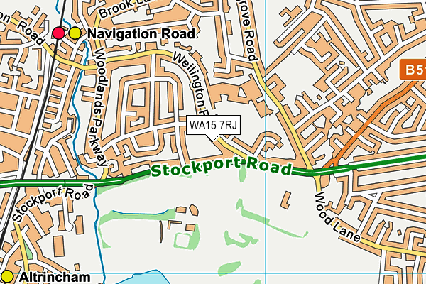 WA15 7RJ map - OS VectorMap District (Ordnance Survey)