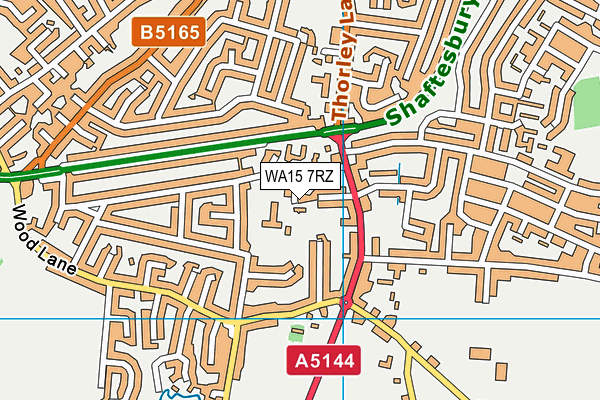 WA15 7RZ map - OS VectorMap District (Ordnance Survey) WA15 7RZ map - OS VectorMap District (Ordnance Survey)