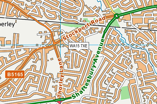 WA15 7XE map - OS VectorMap District (Ordnance Survey)
