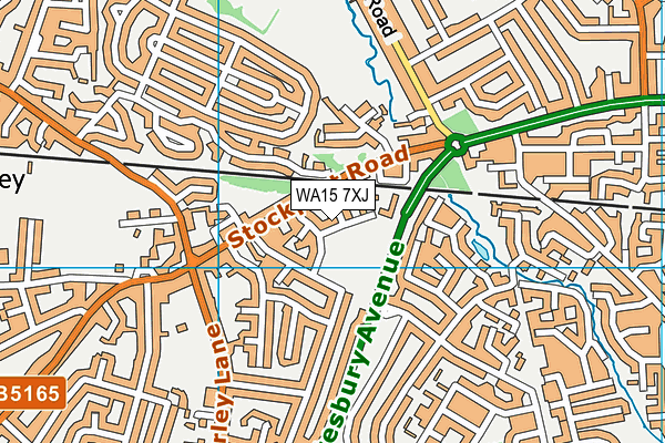 WA15 7XJ map - OS VectorMap District (Ordnance Survey) WA15 7XJ map - OS VectorMap District (Ordnance Survey)