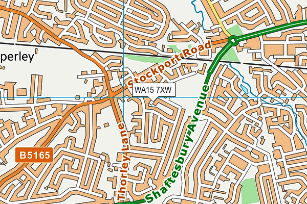 WA15 7XW map - OS VectorMap District (Ordnance Survey)