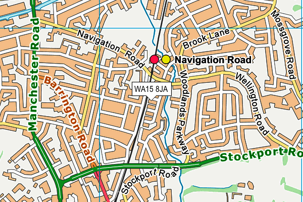 WA15 8JA map - OS VectorMap District (Ordnance Survey)
