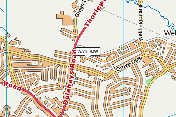 WA15 8JW map - OS VectorMap District (Ordnance Survey) WA15 8JW map - OS VectorMap District (Ordnance Survey)