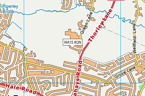 WA15 8QN map - OS VectorMap District (Ordnance Survey) WA15 8QN map - OS VectorMap District (Ordnance Survey)