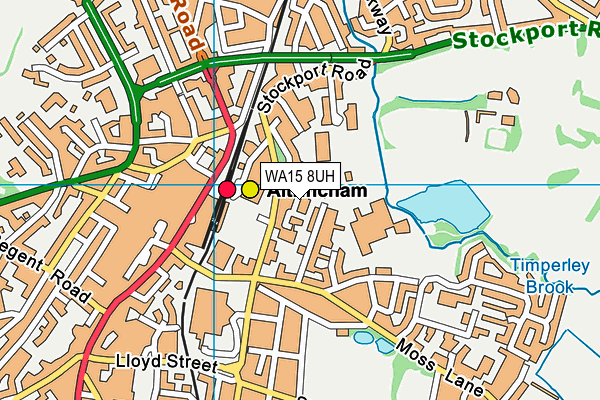 WA15 8UH map - OS VectorMap District (Ordnance Survey)