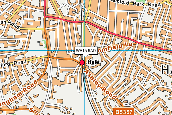 WA15 9AD map - OS VectorMap District (Ordnance Survey)