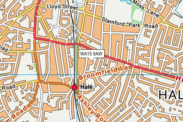 WA15 9AW map - OS VectorMap District (Ordnance Survey)