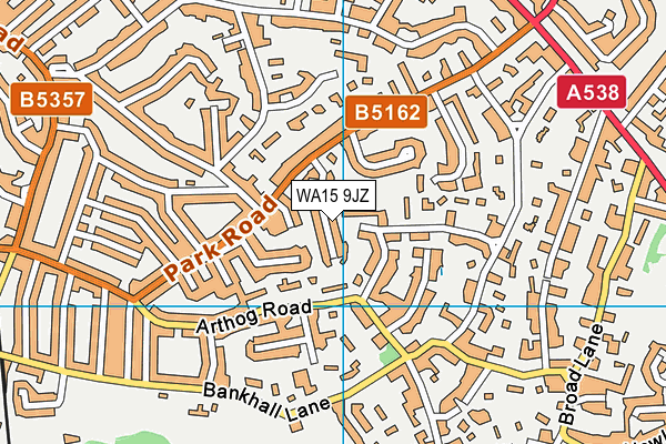 WA15 9JZ map - OS VectorMap District (Ordnance Survey) WA15 9JZ map - OS VectorMap District (Ordnance Survey)