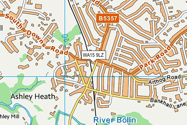 WA15 9LZ map - OS VectorMap District (Ordnance Survey) WA15 9LZ map - OS VectorMap District (Ordnance Survey)