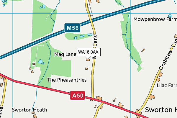 WA16 0AA map - OS VectorMap District (Ordnance Survey) WA16 0AA map - OS VectorMap District (Ordnance Survey)