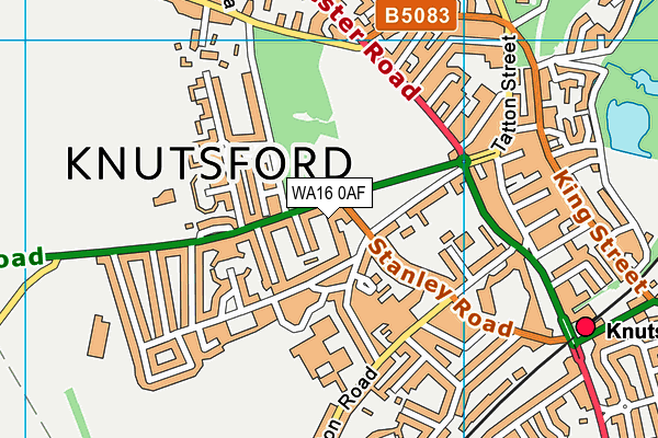 WA16 0AF map - OS VectorMap District (Ordnance Survey) WA16 0AF map - OS VectorMap District (Ordnance Survey)