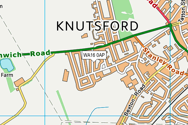 WA16 0AP map - OS VectorMap District (Ordnance Survey)