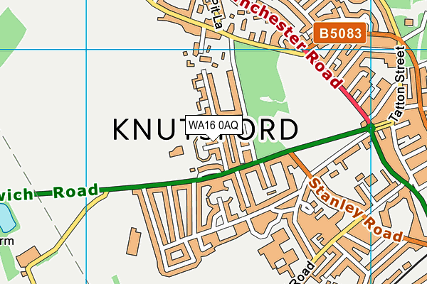 WA16 0AQ map - OS VectorMap District (Ordnance Survey) WA16 0AQ map - OS VectorMap District (Ordnance Survey)