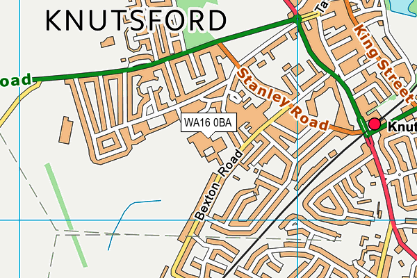 WA16 0BA map - OS VectorMap District (Ordnance Survey) WA16 0BA map - OS VectorMap District (Ordnance Survey)