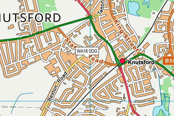 WA16 0DG map - OS VectorMap District (Ordnance Survey)