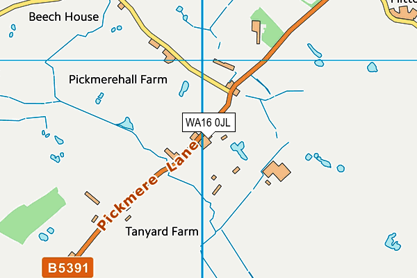 WA16 0JL map - OS VectorMap District (Ordnance Survey)