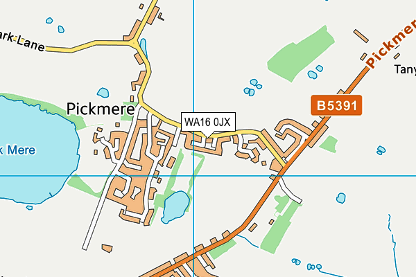 WA16 0JX map - OS VectorMap District (Ordnance Survey) WA16 0JX map - OS VectorMap District (Ordnance Survey)