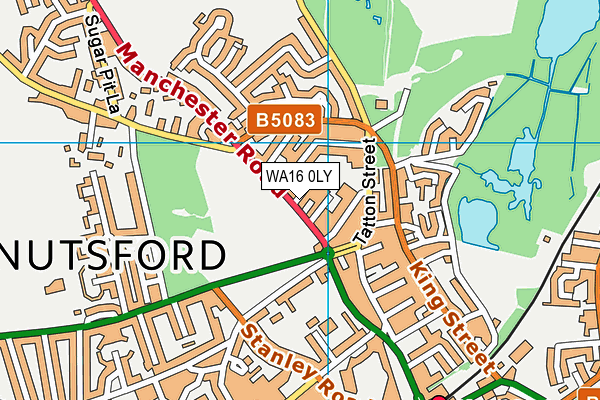 WA16 0LY map - OS VectorMap District (Ordnance Survey)