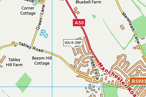 WA16 0NP map - OS VectorMap District (Ordnance Survey) WA16 0NP map - OS VectorMap District (Ordnance Survey)