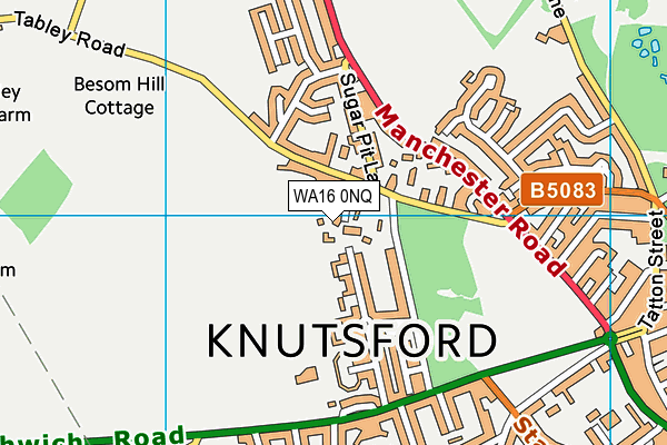 WA16 0NQ map - OS VectorMap District (Ordnance Survey) WA16 0NQ map - OS VectorMap District (Ordnance Survey)