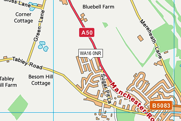 WA16 0NR map - OS VectorMap District (Ordnance Survey) WA16 0NR map - OS VectorMap District (Ordnance Survey)
