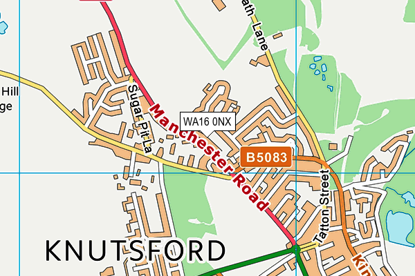 WA16 0NX map - OS VectorMap District (Ordnance Survey)