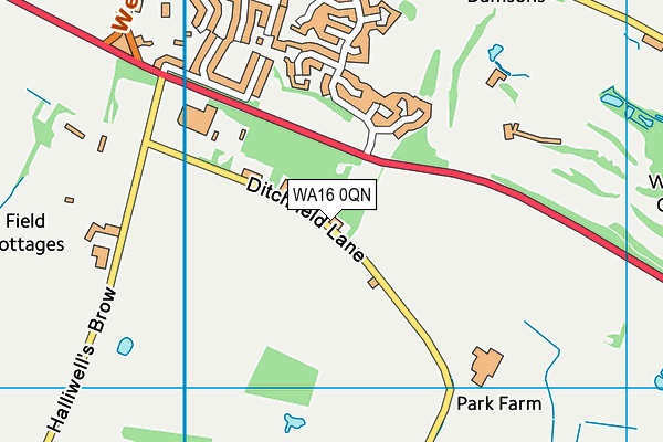 WA16 0QN map - OS VectorMap District (Ordnance Survey) WA16 0QN map - OS VectorMap District (Ordnance Survey)