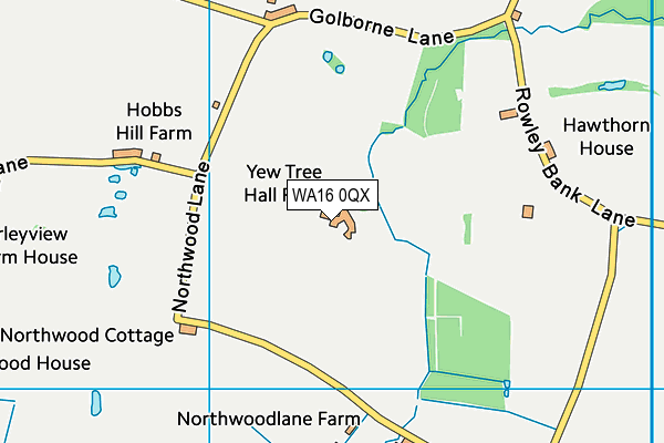 WA16 0QX map - OS VectorMap District (Ordnance Survey)