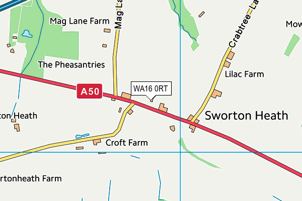 WA16 0RT map - OS VectorMap District (Ordnance Survey)