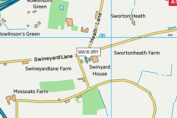 WA16 0RY map - OS VectorMap District (Ordnance Survey) WA16 0RY map - OS VectorMap District (Ordnance Survey)