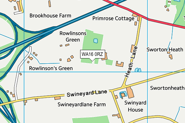 WA16 0RZ map - OS VectorMap District (Ordnance Survey) WA16 0RZ map - OS VectorMap District (Ordnance Survey)