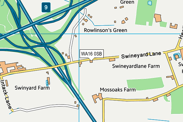 WA16 0SB map - OS VectorMap District (Ordnance Survey) WA16 0SB map - OS VectorMap District (Ordnance Survey)