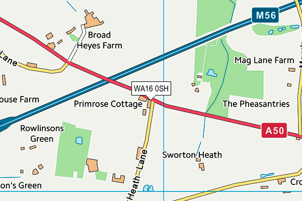 WA16 0SH map - OS VectorMap District (Ordnance Survey) WA16 0SH map - OS VectorMap District (Ordnance Survey)
