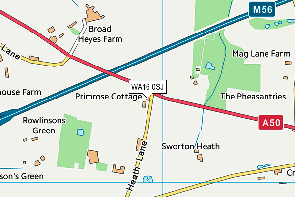 WA16 0SJ map - OS VectorMap District (Ordnance Survey) WA16 0SJ map - OS VectorMap District (Ordnance Survey)