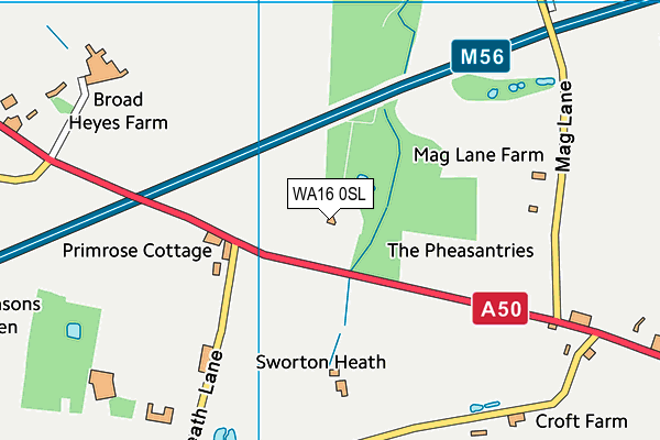 WA16 0SL map - OS VectorMap District (Ordnance Survey) WA16 0SL map - OS VectorMap District (Ordnance Survey)