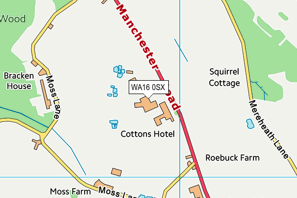 WA16 0SX map - OS VectorMap District (Ordnance Survey) WA16 0SX map - OS VectorMap District (Ordnance Survey)