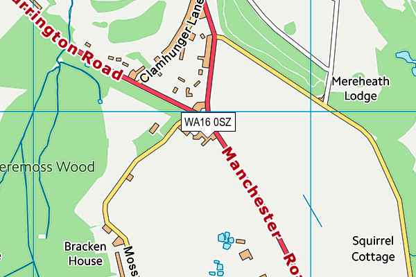 WA16 0SZ map - OS VectorMap District (Ordnance Survey) WA16 0SZ map - OS VectorMap District (Ordnance Survey)
