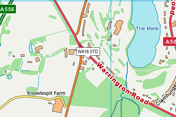 WA16 0TD map - OS VectorMap District (Ordnance Survey) WA16 0TD map - OS VectorMap District (Ordnance Survey)