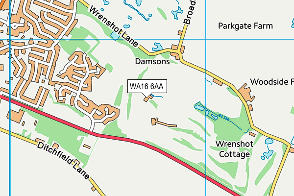 WA16 6AA map - OS VectorMap District (Ordnance Survey)