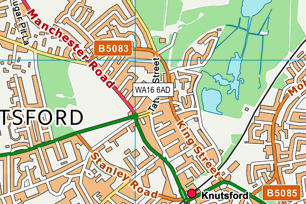 WA16 6AD map - OS VectorMap District (Ordnance Survey) WA16 6AD map - OS VectorMap District (Ordnance Survey)